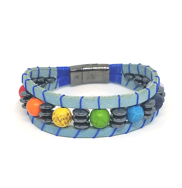 MEN'S LEATHER CHAKRA BRACELET image 0