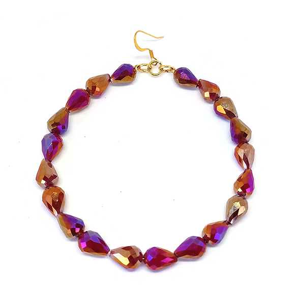 Fuschia/Gold Crystal Hoop Earrings image 0