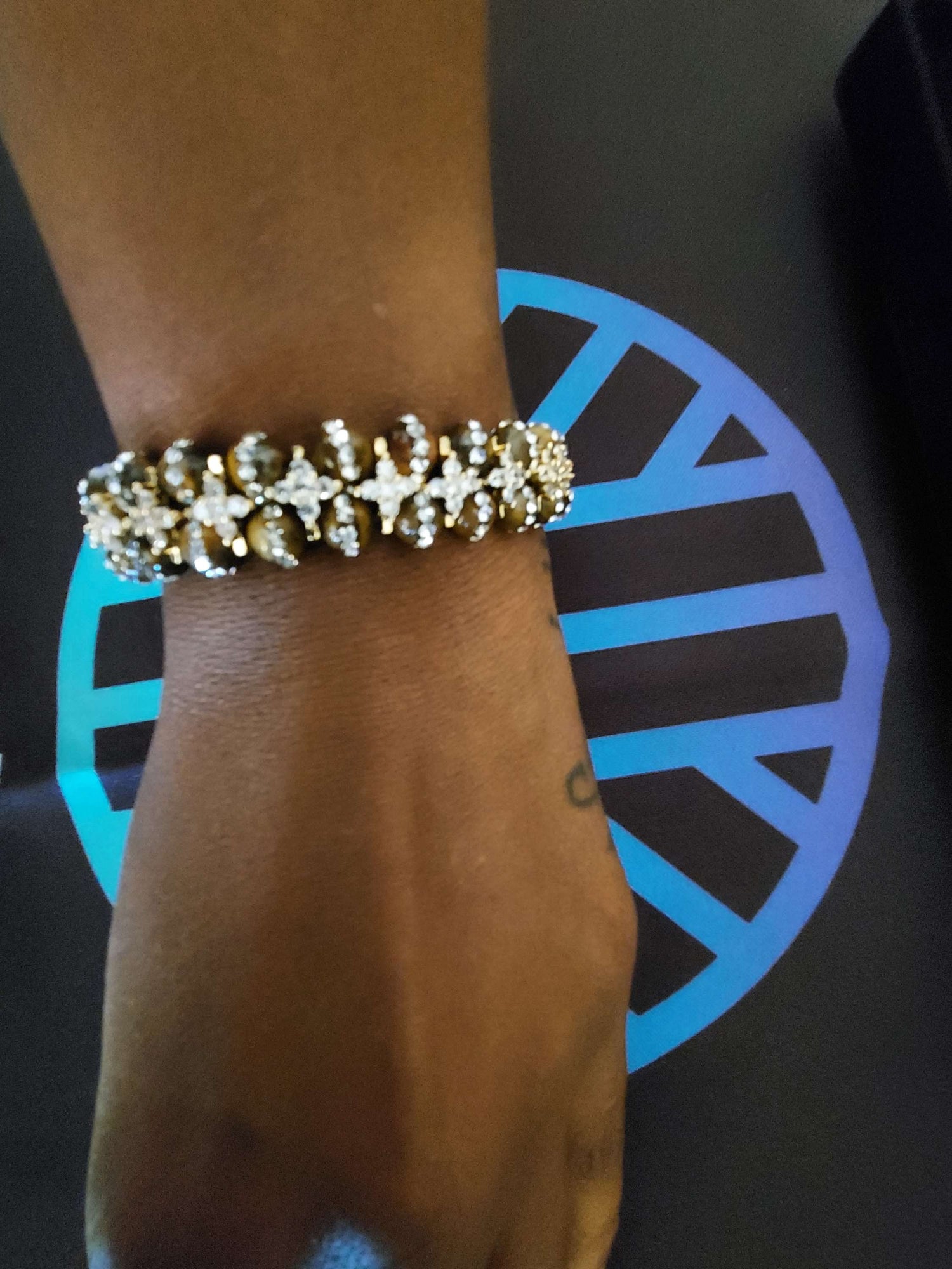 Cz Tiger's Eye Vertebrae Bracelet image 0