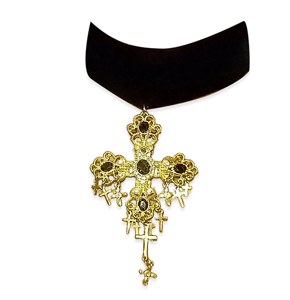 VELVET GOLD CROSS CHOKER image 0